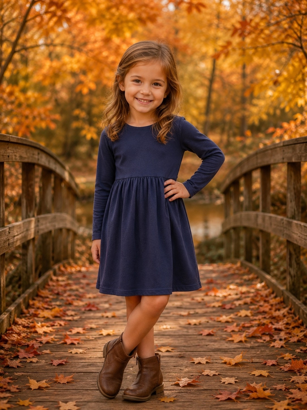 Old Navy Navy Long-Sleeve A-Line Dress